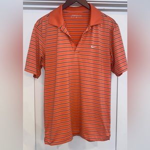 Nike - Dri-FIT Striped Orange Golf Polo Shirt
